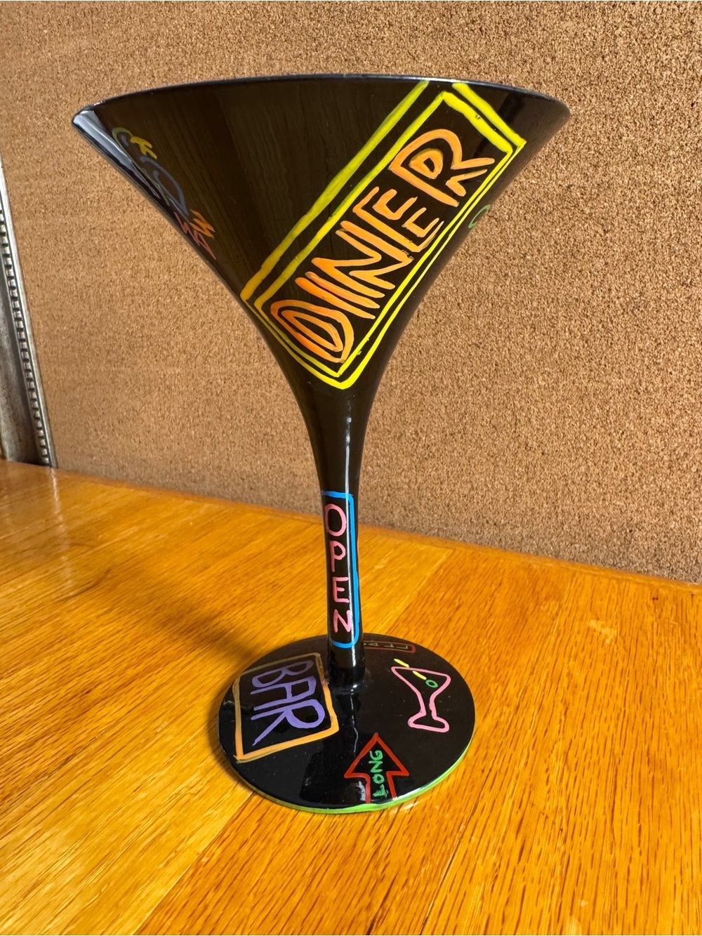 Lolita “Neon-tini” Hand-Painted Martini Glass Retro Diner Bar